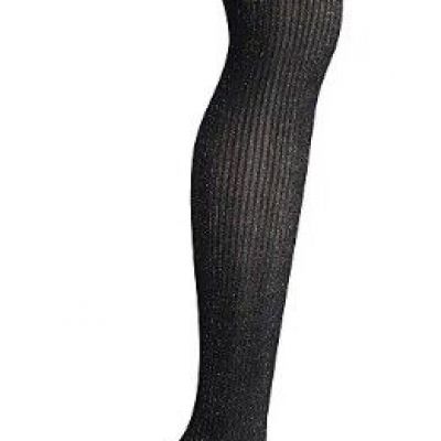 Dkny 252645 Womens Lurex Rib Control Top Tights Black Gold Size M